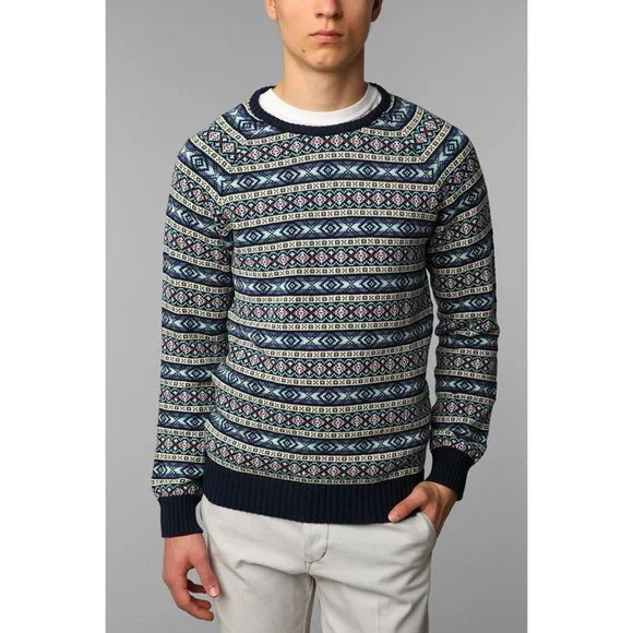 014 Urban Outfitters CPO Spring Fair Isle Striped Pullover Sweater sz M Men's - Picture 1 of 11